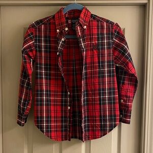 2010’s Chaps Kids Red and Black Plaid Button Down Shirt by Ralph Lauren